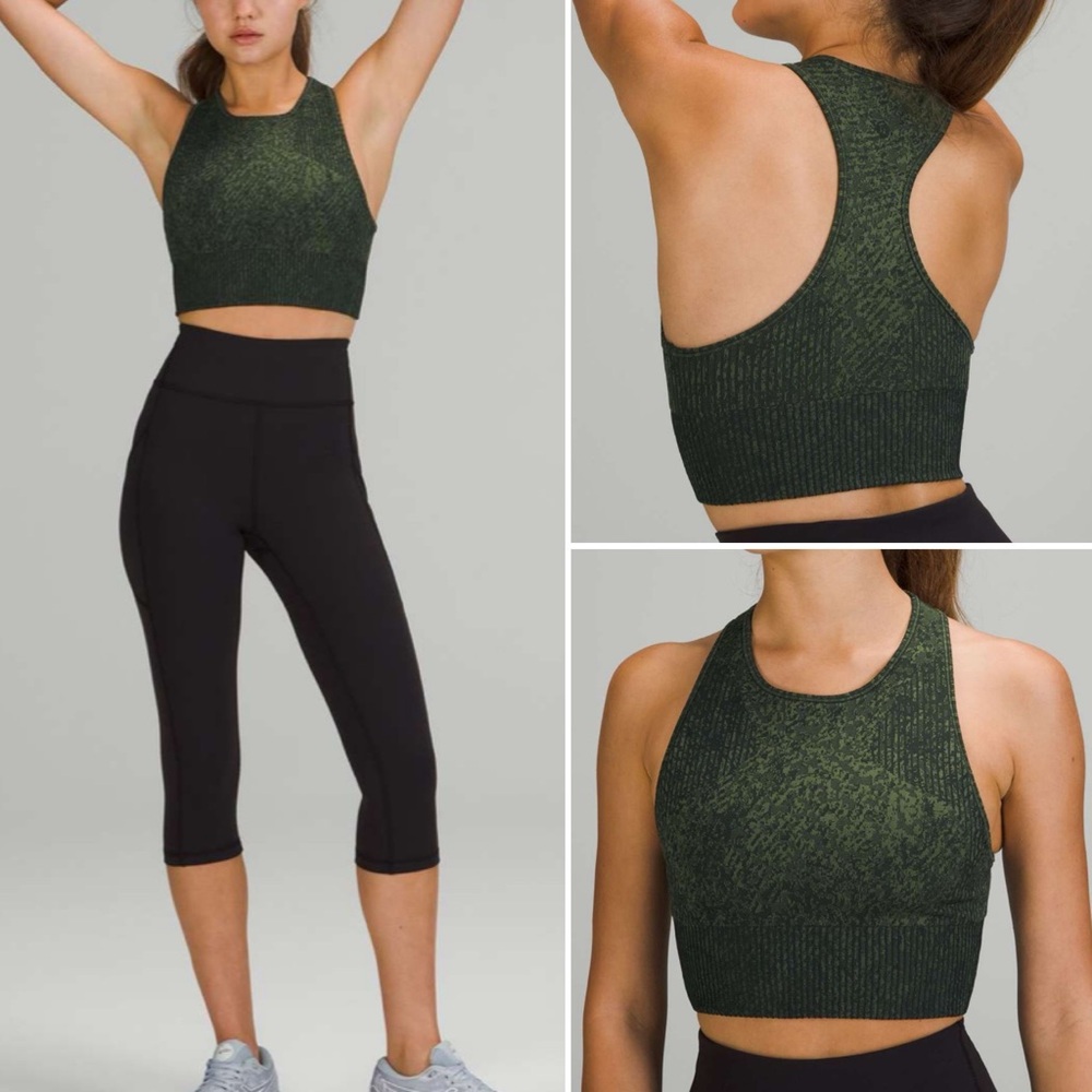 Lululemon Ebb to Train High Neck Longline Sports Bra in Rainforest Green 4